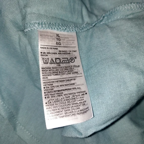 Old Navy Maxi Shirt Dress Long Sleeve Button Front Linen Rayon Blue XL - Picture 3 of 4